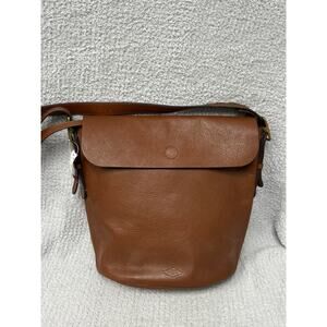 Fossil Brown Pebbled Leather Large Shoulder Bag Duffle Purse #68717